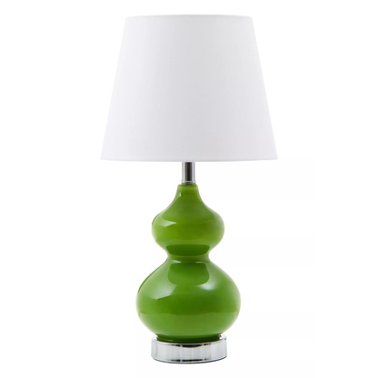 Jade Light Green Glass Table Lamp with Chrome Base