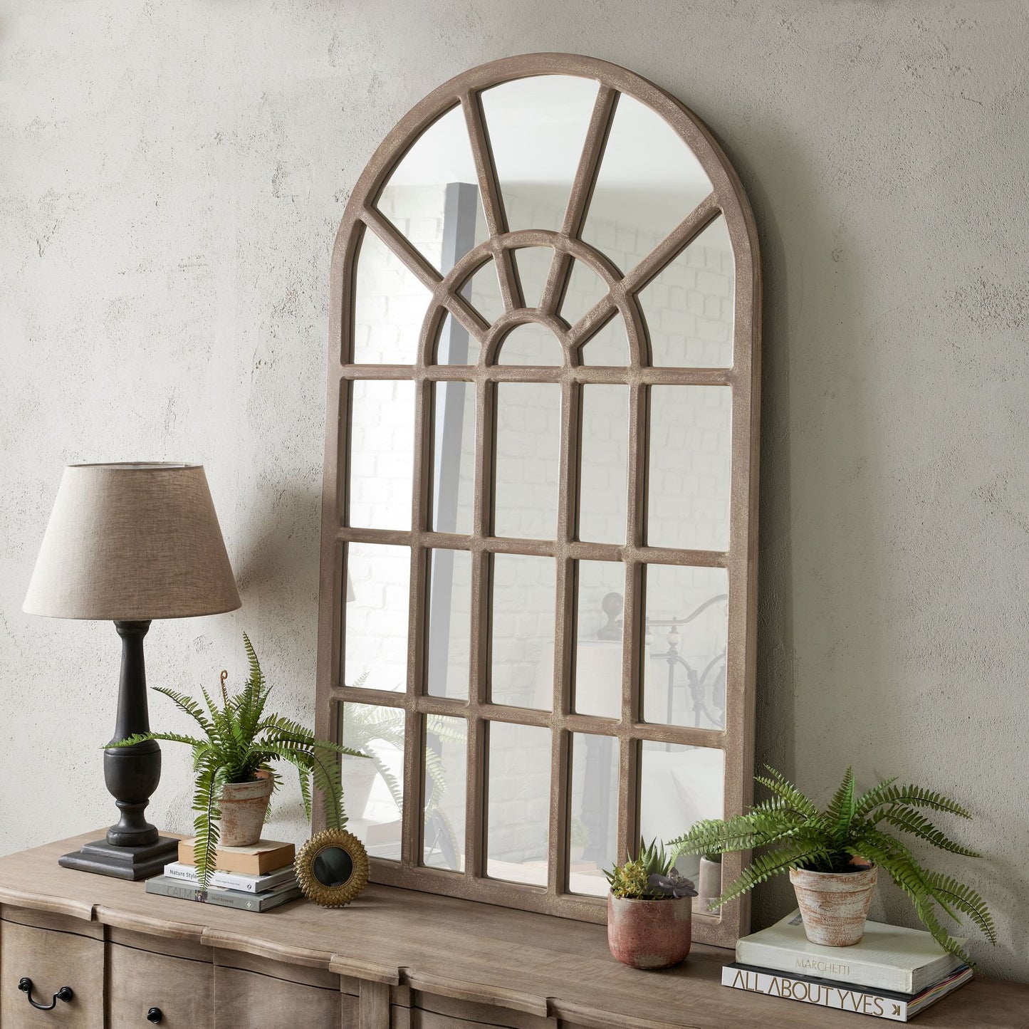 Copgrove Collection Arched Paned Wall Mirror